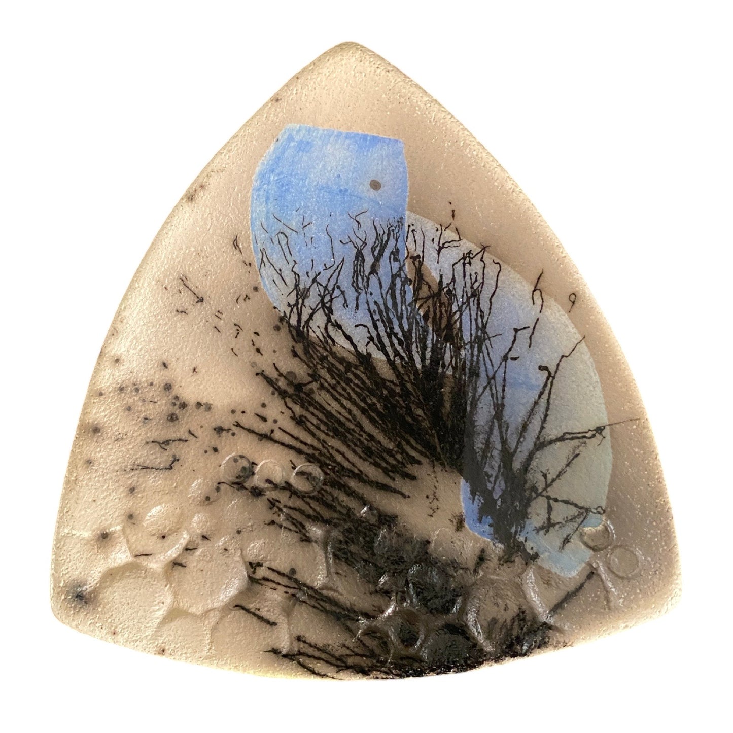 Ring Dish - Carbon Decorated in Shades of Blue