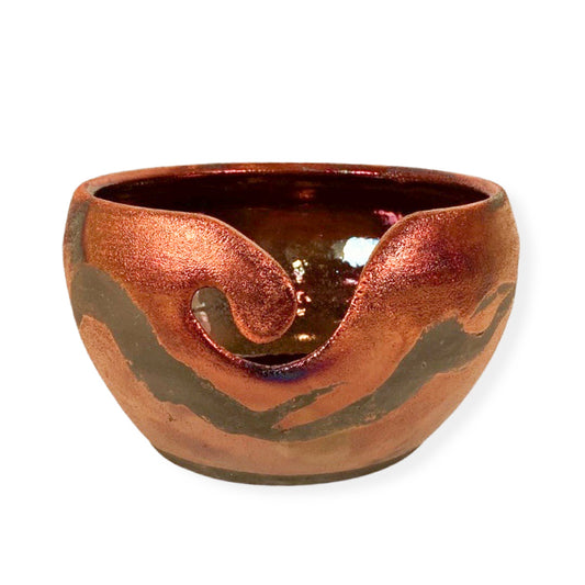 Yarn Bowl Raku Featuring Our Rainbow Raku Glaze