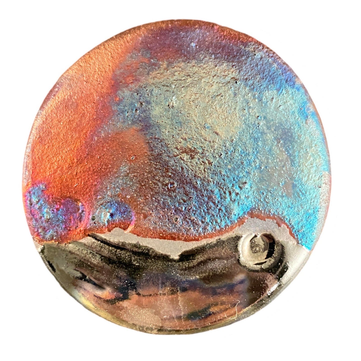 Magnetic Shawl Closure - Raku in Our Rainbow Raku Glaze